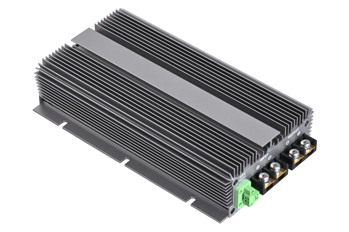 Electronic module with heat sinks on a white background